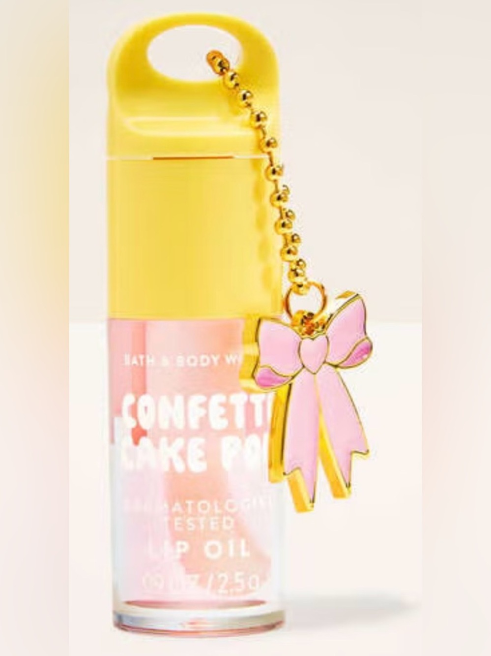 Bath and Body Works Lip Oil Confetti Cake Pop w/ Pink Bow Charm SOLD OUT NEW - Picture 2 of 6